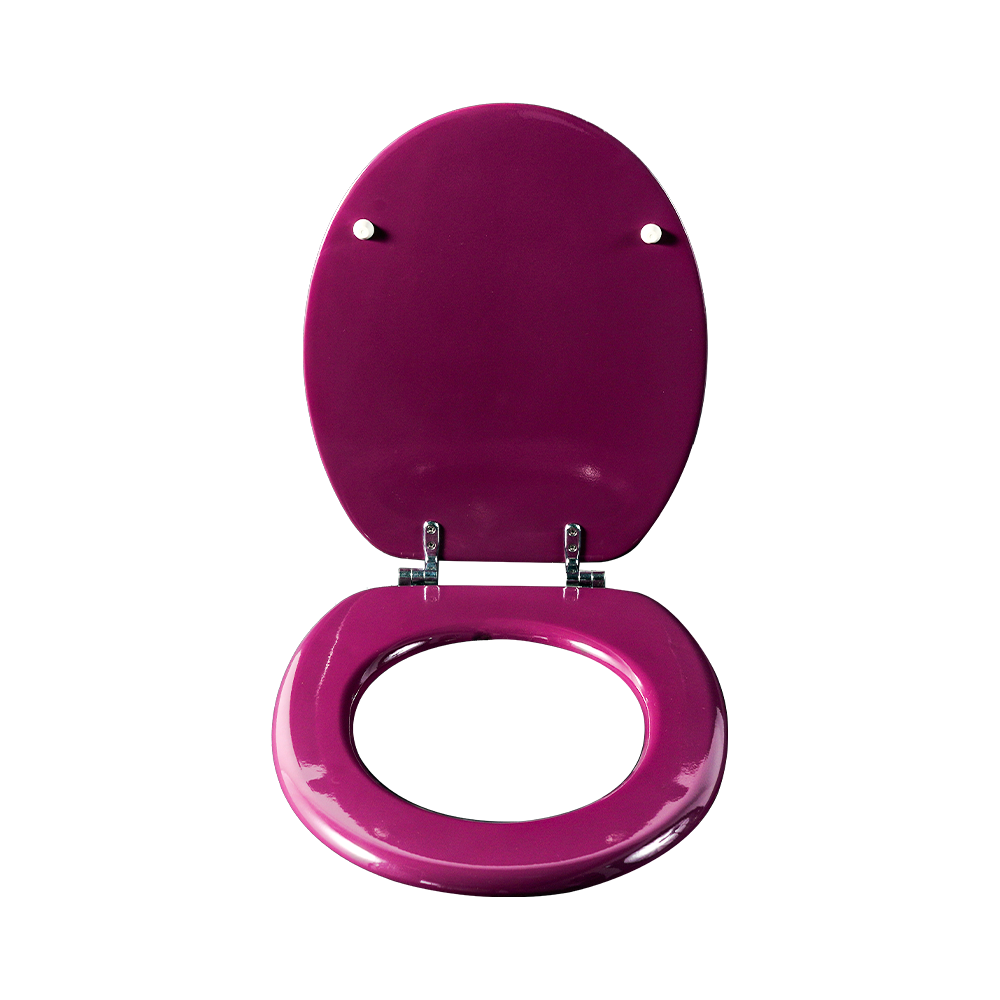 Lavender purple molded round round edge white moulded toilet seat