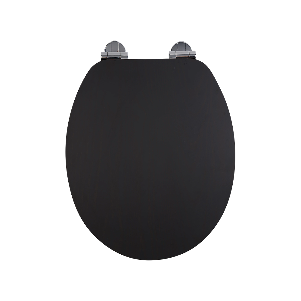 Flat MDF toilet seat with natural yellow grain on a black background Flat MDF toilet seat with natural yellow grain on a black background