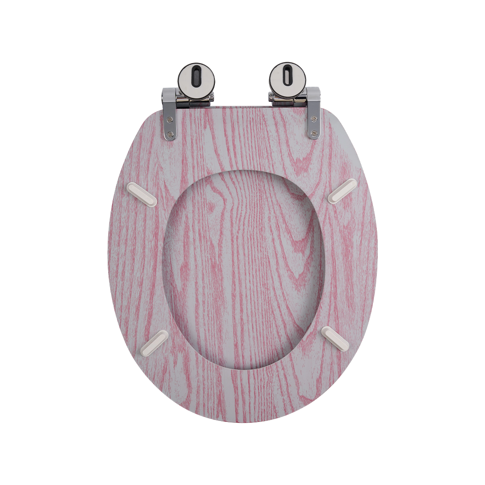 Flat MDF toilet seat with gray background and purple natural grain Flat MDF toilet seat with gray background and purple natural grain