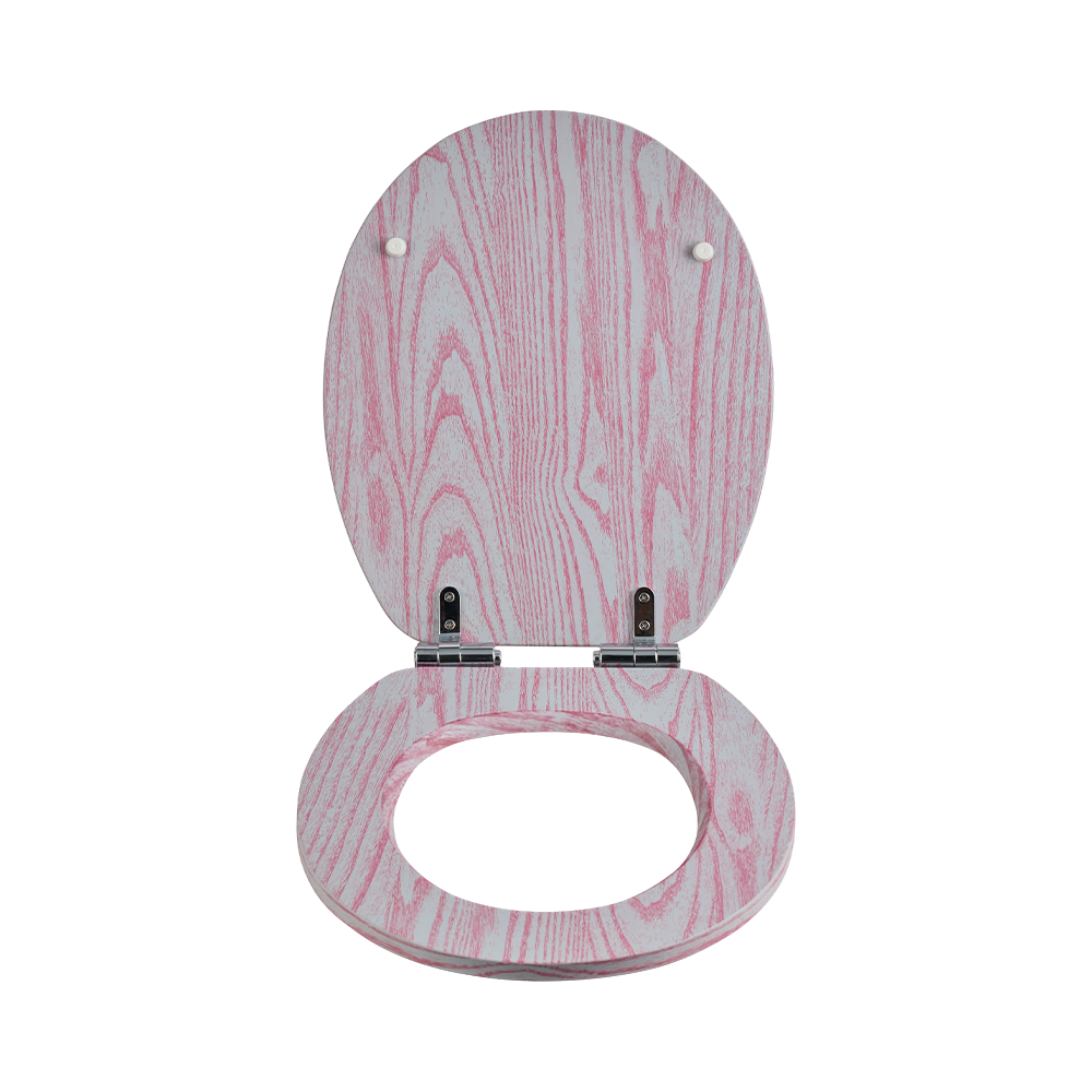 Flat MDF toilet seat with gray background and purple natural grain Flat MDF toilet seat with gray background and purple natural grain