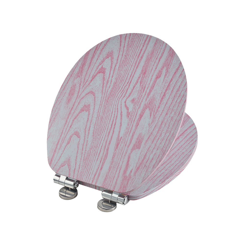 Flat MDF toilet seat with gray background and purple natural grain Flat MDF toilet seat with gray background and purple natural grain
