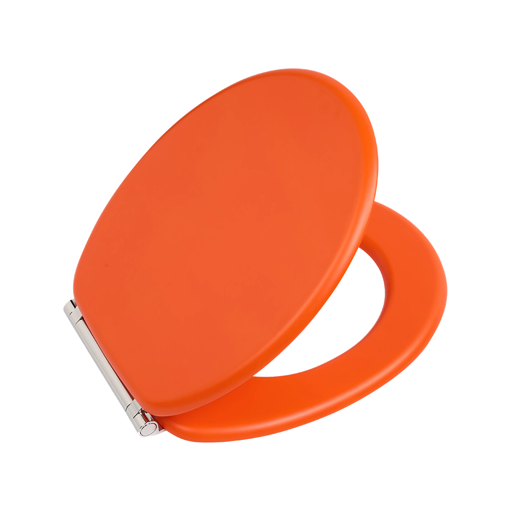 Orange matte skin-like textured molded toilet seat Orange matte skin-like textured molded toilet seat