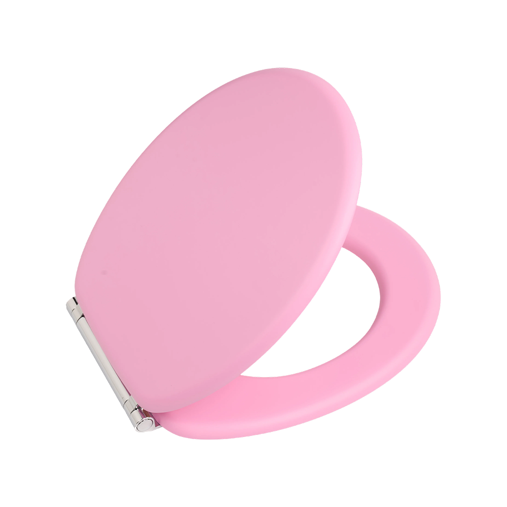 Pink matte skin-like finish molded toilet seat Pink matte skin-like finish molded toilet seat