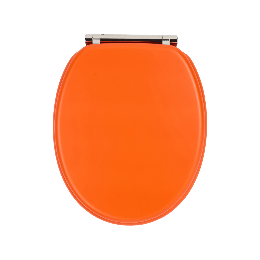 Orange matte skin-like textured molded toilet seat Orange matte skin-like textured molded toilet seat