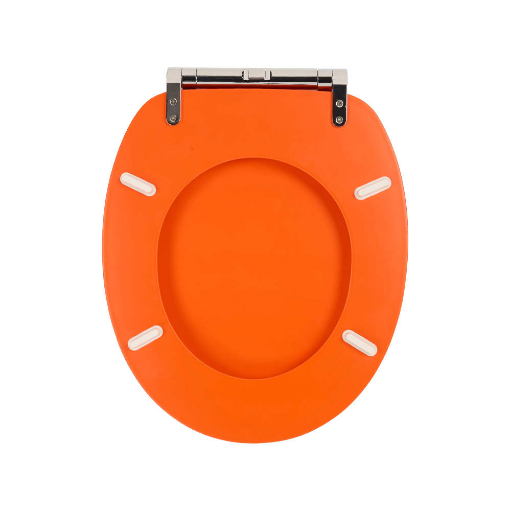 Orange matte skin-like textured molded toilet seat Orange matte skin-like textured molded toilet seat