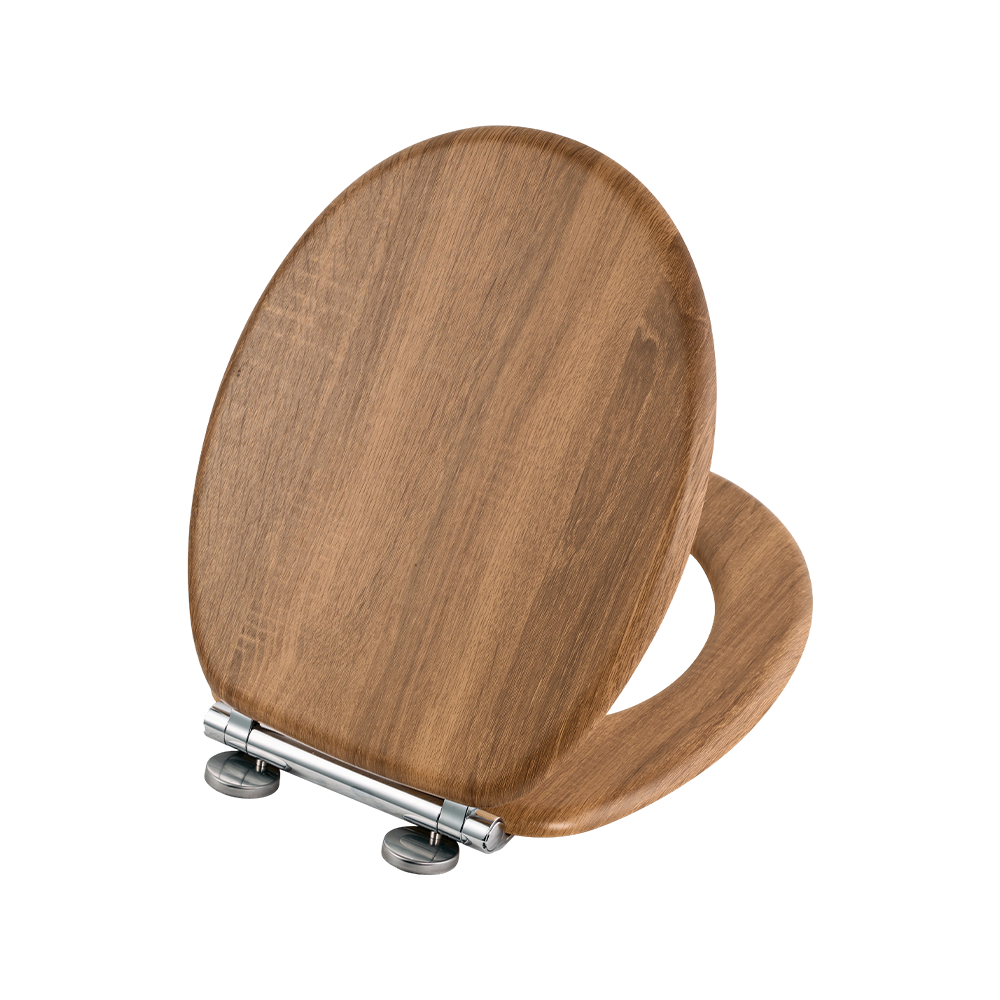 Oak-finish PVC molded toilet seat Oak-finish PVC molded toilet seat
