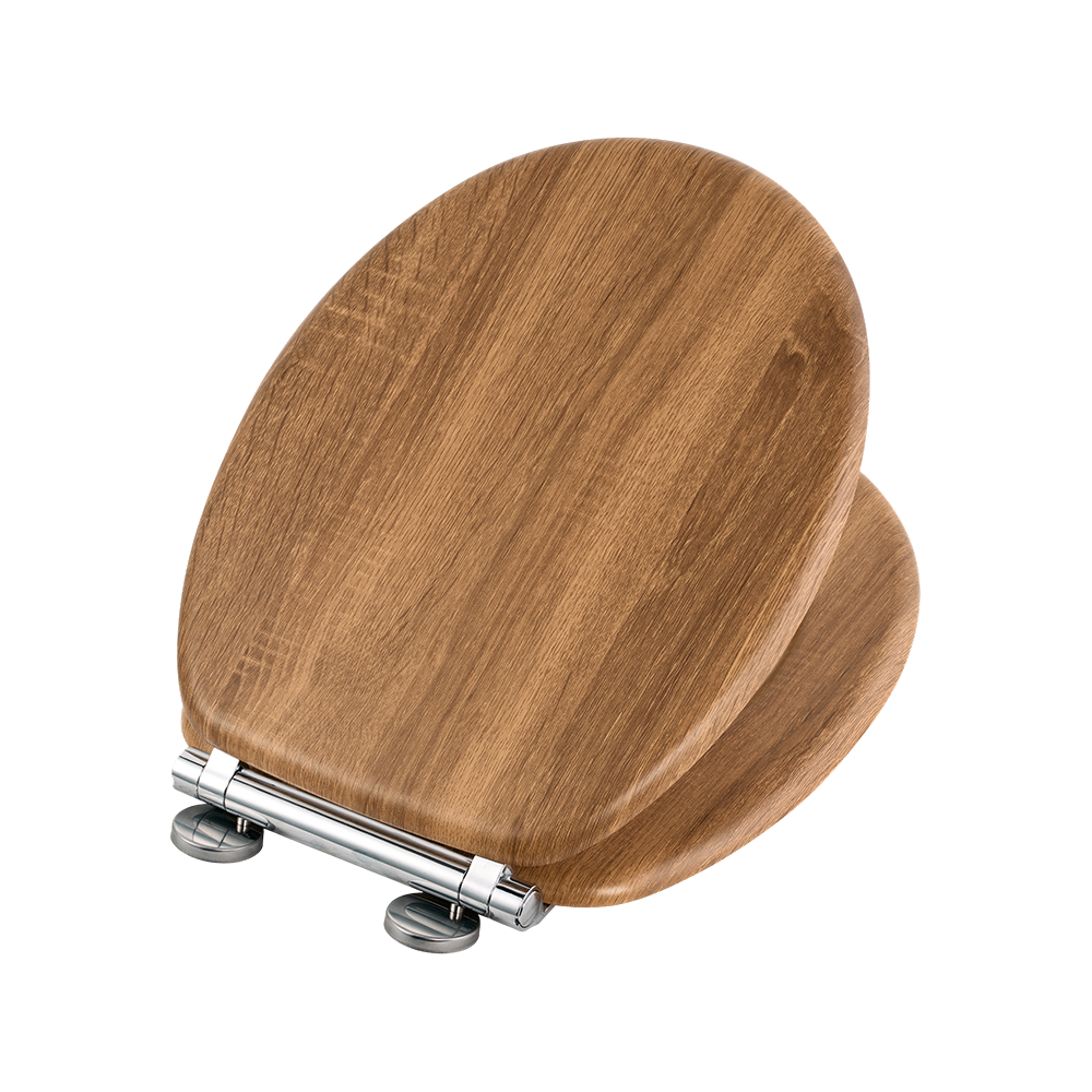Oak-finish PVC molded toilet seat Oak-finish PVC molded toilet seat