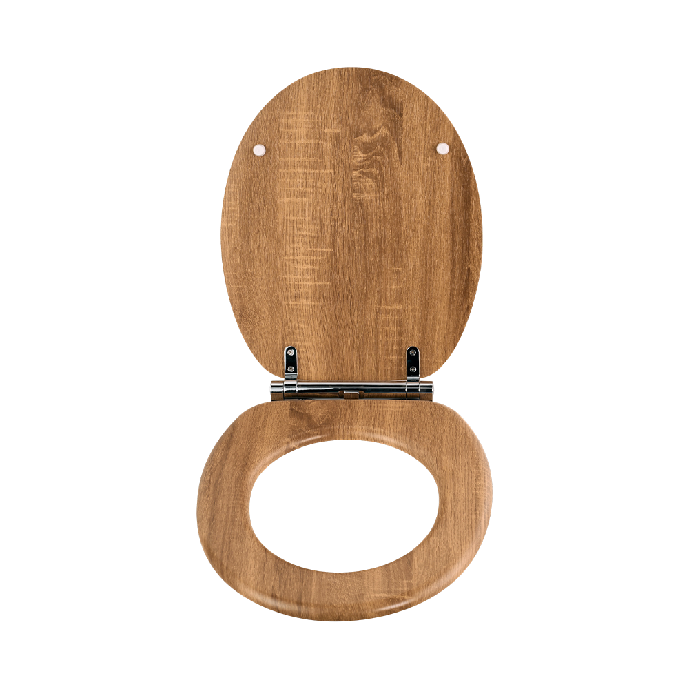Oak-finish PVC molded toilet seat Oak-finish PVC molded toilet seat
