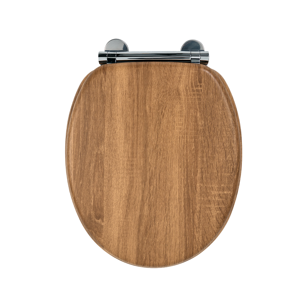 Oak-finish PVC molded toilet seat Oak-finish PVC molded toilet seat